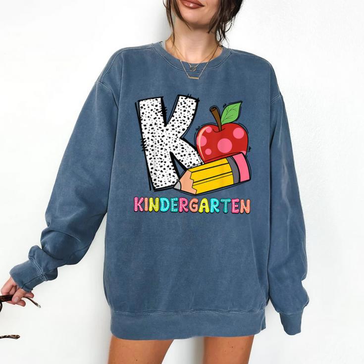 K Is For Kindergarten Teacher Pencil Apple Back To School Comfort Colors Sweatshirt K Is For Kindergarten Teacher Pencil Apple Back To School Comfort Colors Sweatshirt
