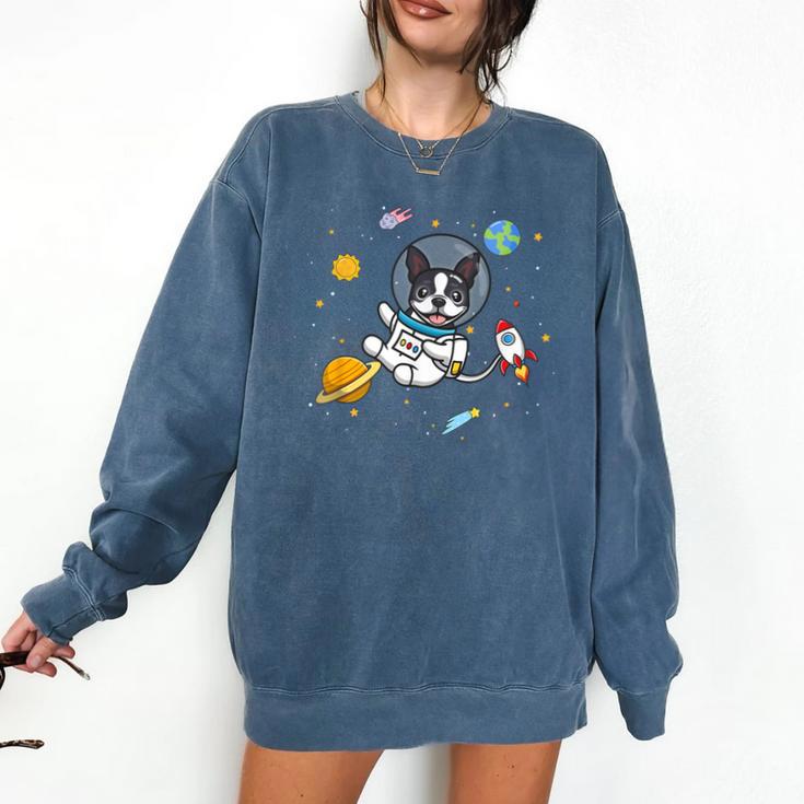 Kawaii Kids & Boys Astronaut Space Boston Terrier Dog Lover Comfort Colors Sweatshirt