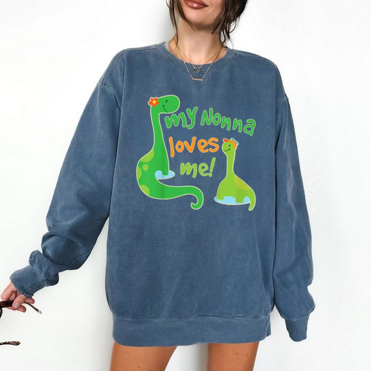Kids My Nonna Loves Me Dinosaur Grandson Comfort Colors Sweatshirt