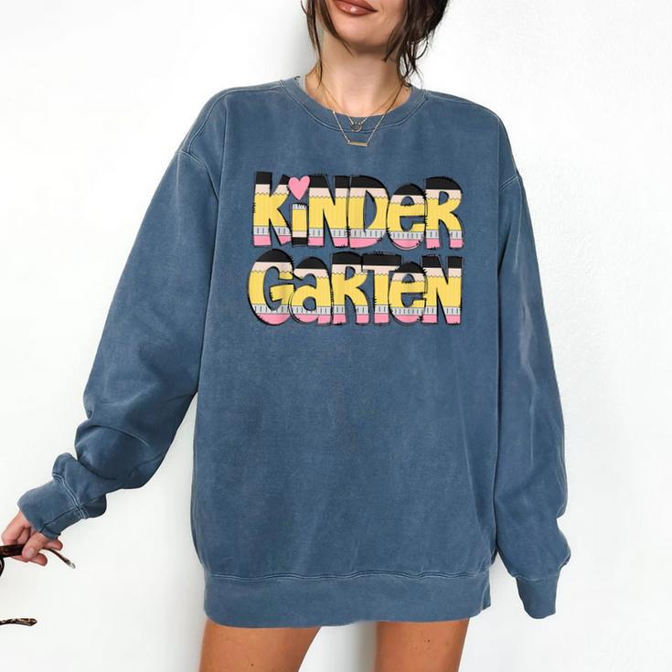 Kindergarten Pencil First Day Of School Teacher Toddler Kids Comfort Colors Sweatshirt Kindergarten Pencil First Day Of School Teacher Toddler Kids Comfort Colors Sweatshirt