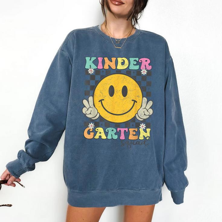 Kindergarten Squad Smile Face Teachers Kids Back To School Comfort Colors Sweatshirt Kindergarten Squad Smile Face Teachers Kids Back To School Comfort Colors Sweatshirt