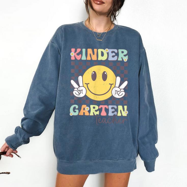 Kindergarten Teacher Team Hippie Smile Face Back To School Comfort Colors Sweatshirt Kindergarten Teacher Team Hippie Smile Face Back To School Comfort Colors Sweatshirt