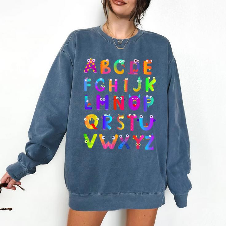 Monster ABC Cute Alphabet Halloween Teacher Costume Kids Comfort Colors Sweatshirt Monster ABC Cute Alphabet Halloween Teacher Costume Kids Comfort Colors Sweatshirt