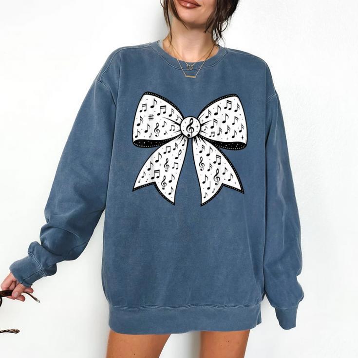 Music Notes Coquette Bow Music Teacher School Musician Band Comfort Colors Sweatshirt