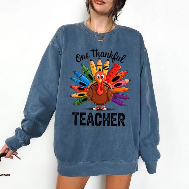 One Thankful Teacher Thanksgiving TurkeyCute Pencil Comfort Colors Sweatshirt