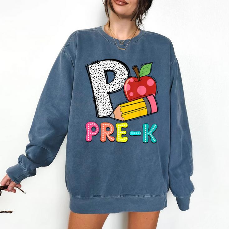 P Is For Pre-K Teacher Pencil Apple Back To School Comfort Colors Sweatshirt P Is For Pre-K Teacher Pencil Apple Back To School Comfort Colors Sweatshirt