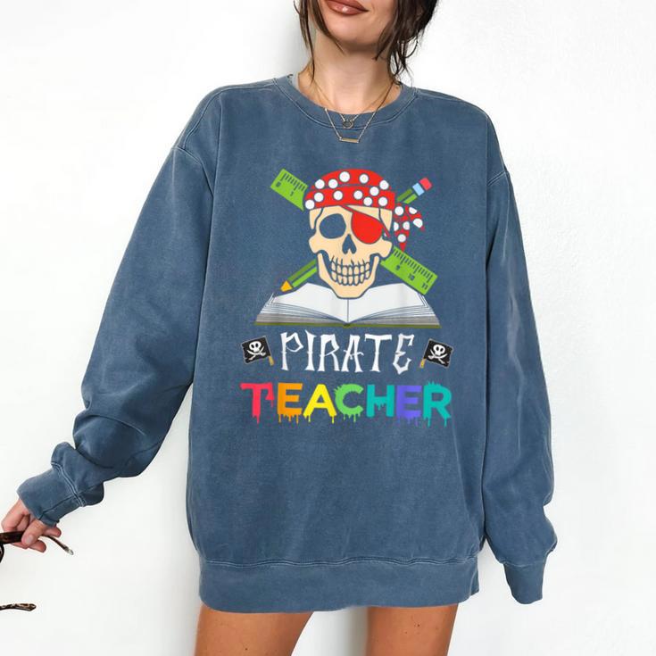 Pirate Teacher Halloween Skull Adult Comfort Colors Sweatshirt