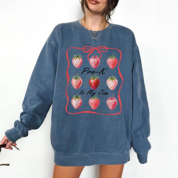 Pre K Is My Jam Teacher Team Crew Preschool Cute Strawberry Comfort Colors Sweatshirt