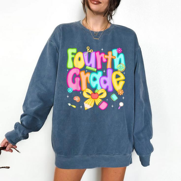 Preppy Fourth Grade Back To School 4th Grade Teacher Girls Comfort Colors Sweatshirt