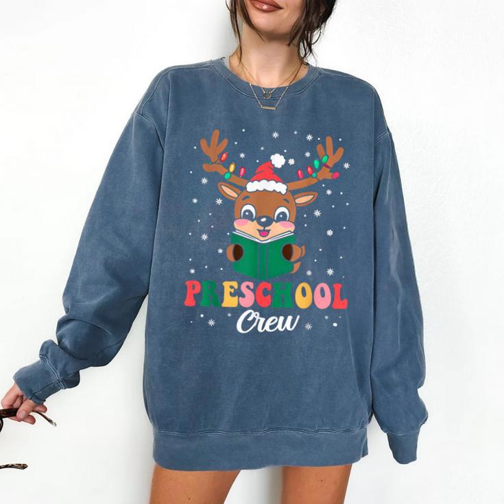 Preschool Crew Xmas Reindeer Teacher Student Christmas Comfort Colors Sweatshirt