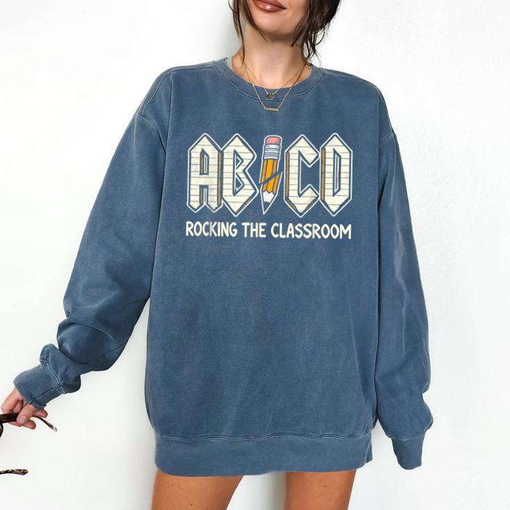 Retro Abcd Teacher Novelty Back To School Teacher Comfort Colors Sweatshirt