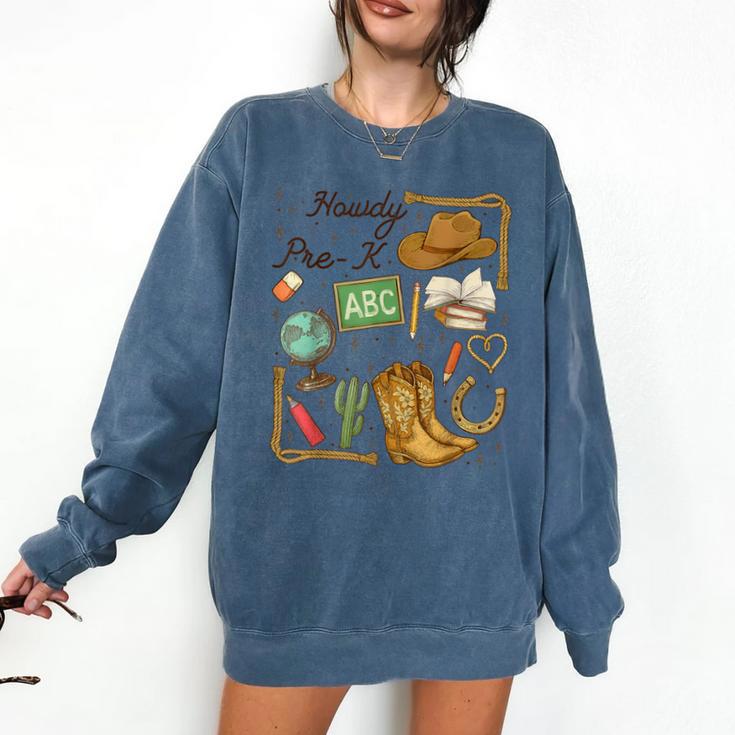 Retro Howdy Pre-K Back To School Western Teacher Comfort Colors Sweatshirt