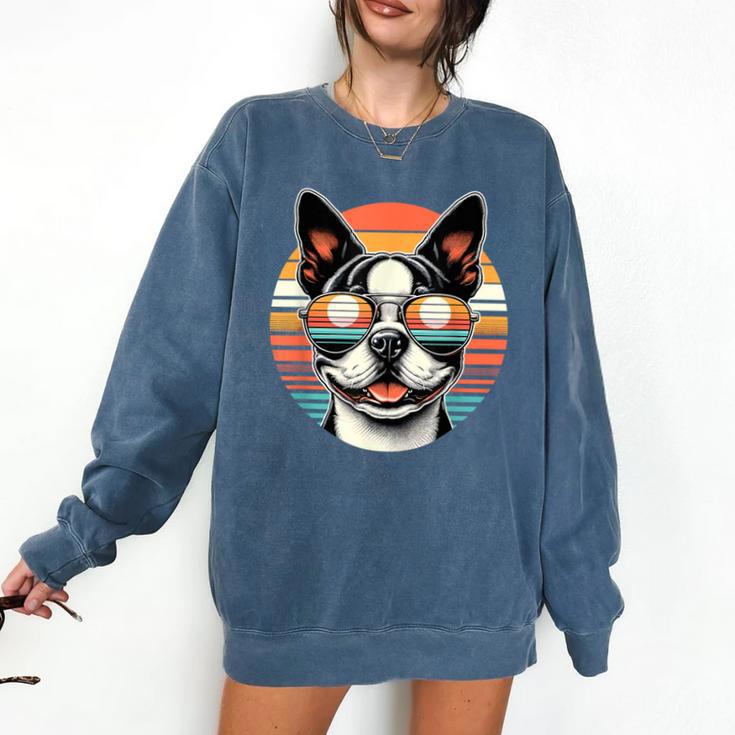 Retro Sunset Sunglasses Boston Terrier Boston Bull Bostie Comfort Colors Sweatshirt