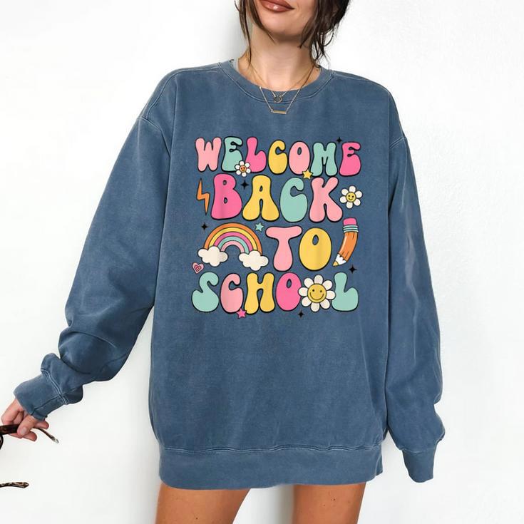 Retro Welcome Back To School Teacher Appreciation Boys Girls Comfort Colors Sweatshirt Retro Welcome Back To School Teacher Appreciation Boys Girls Comfort Colors Sweatshirt