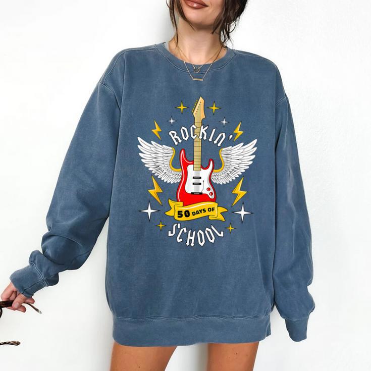 Rockin 50 Days Of School 50th Day Of School Teacher Student Men Women Girls Kids Comfort Colors Sweatshirt Rockin 50 Days Of School 50th Day Of School Teacher Student Men Women Girls Kids Comfort Colors Sweatshirt