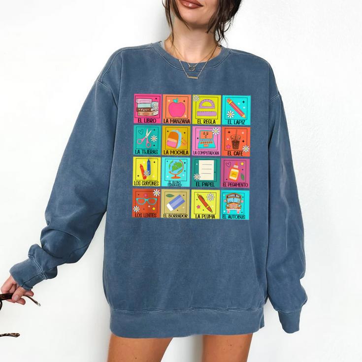 Spanish Teacher Back To School Maestra Dual Language Crew Comfort Colors Sweatshirt Spanish Teacher Back To School Maestra Dual Language Crew Comfort Colors Sweatshirt