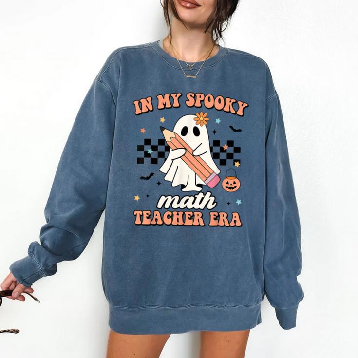 In My Spooky Math Teacher Era Groovy Retro Halloween Costume For Men Women Comfort Colors Sweatshirt