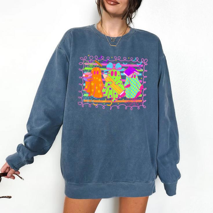 Spooky Teacher Halloween Ghost Fall Autumn Season Women Comfort Colors Sweatshirt Spooky Teacher Halloween Ghost Fall Autumn Season Women Comfort Colors Sweatshirt