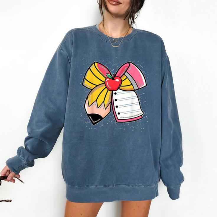 Student Teacher Coquette Bow Pencil Back To School First Day Comfort Colors Sweatshirt Student Teacher Coquette Bow Pencil Back To School First Day Comfort Colors Sweatshirt