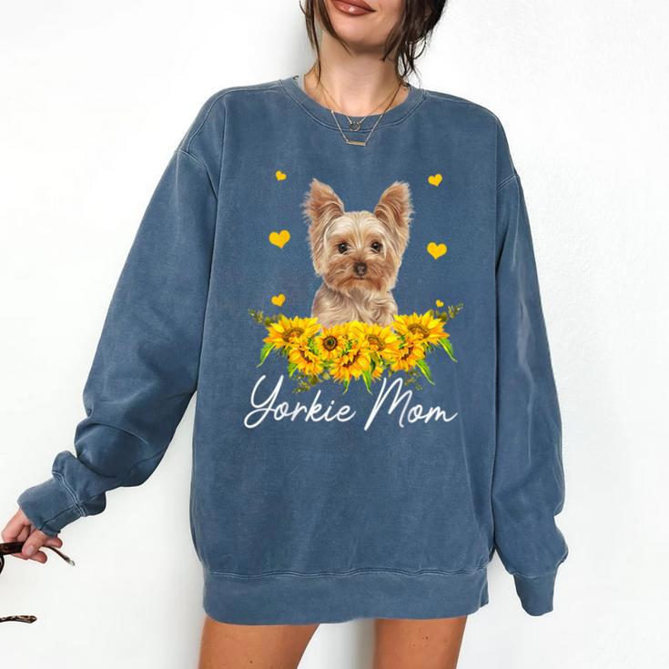 Sunflower Yorkie Mom Dog Lover Comfort Colors Sweatshirt