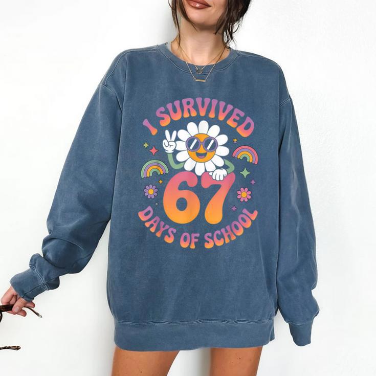 I Survived 67 Days Of School Groovy Retro Teachers Girls Comfort Colors Sweatshirt I Survived 67 Days Of School Groovy Retro Teachers Girls Comfort Colors Sweatshirt