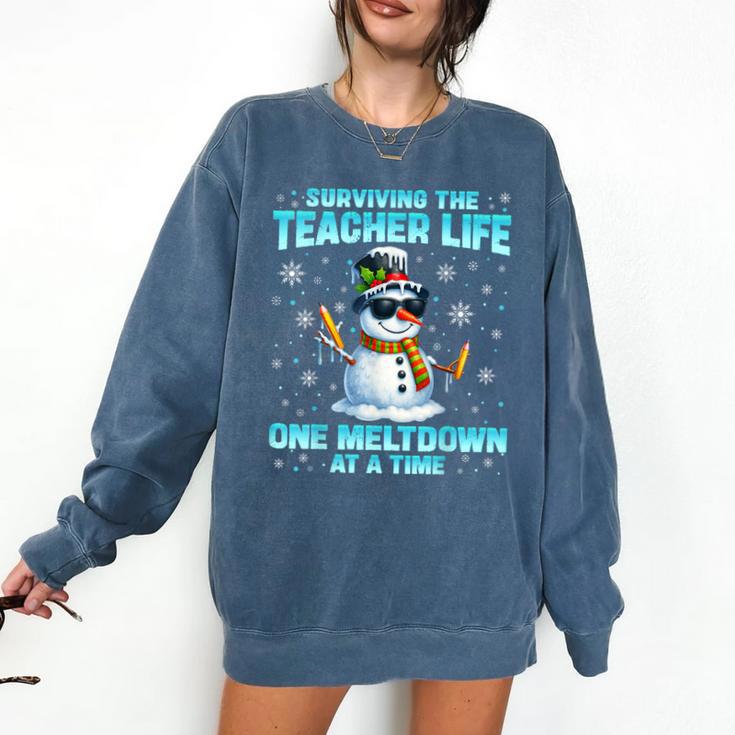 Surviving The Teacher Life Pjs Pajamas Christmas Xmas Teache Comfort Colors Sweatshirt
