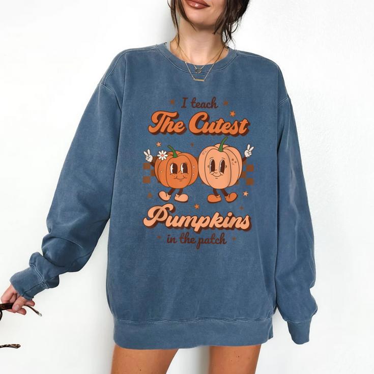 I Teach The Cutest Pumpkins In The Patch Retro Teacher Fall Comfort Colors Sweatshirt I Teach The Cutest Pumpkins In The Patch Retro Teacher Fall Comfort Colors Sweatshirt