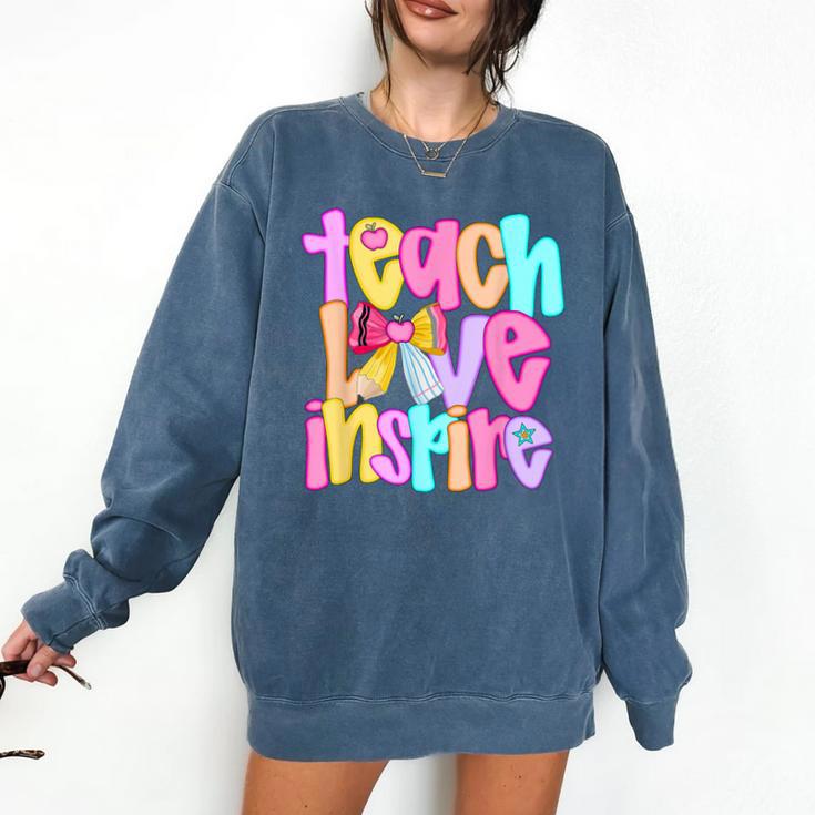 Teach Love Inspire Preppy Back To School Teacher Women Comfort Colors Sweatshirt Teach Love Inspire Preppy Back To School Teacher Women Comfort Colors Sweatshirt