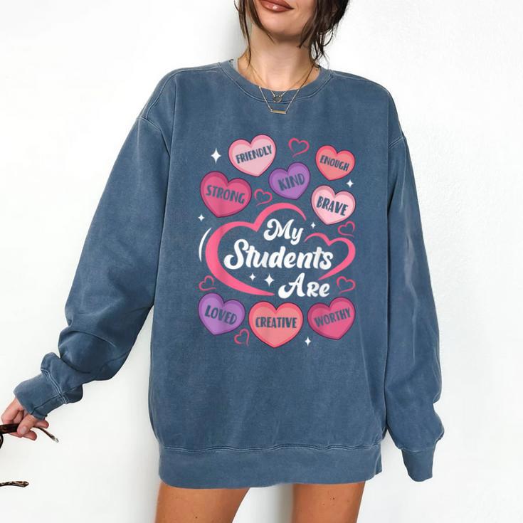 Teacher Positive Affirmations Candy Heart Valentine's Day Comfort Colors Sweatshirt