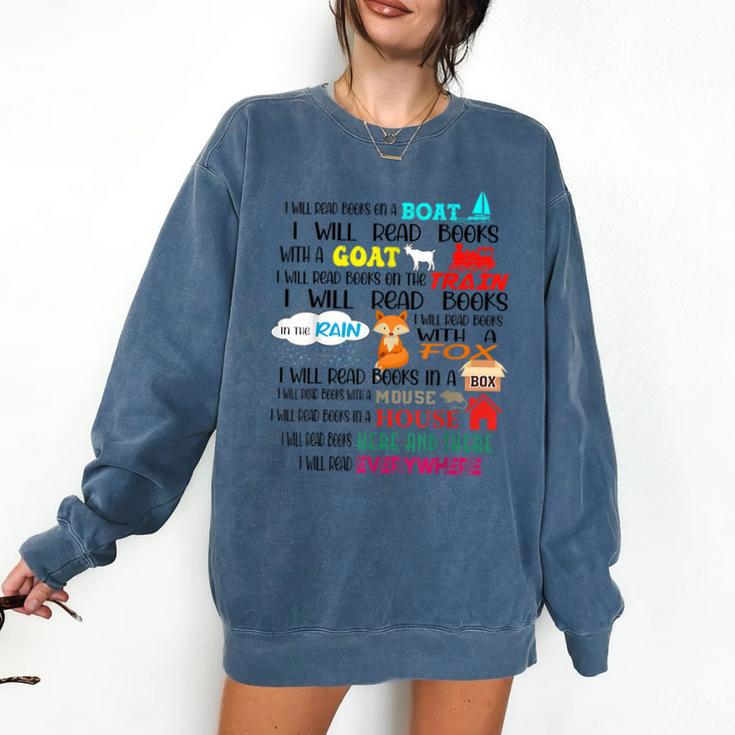 Teacher I Will Read Book On Boat Kids Women Bookworm Comfort Colors Sweatshirt Teacher I Will Read Book On Boat Kids Women Bookworm Comfort Colors Sweatshirt