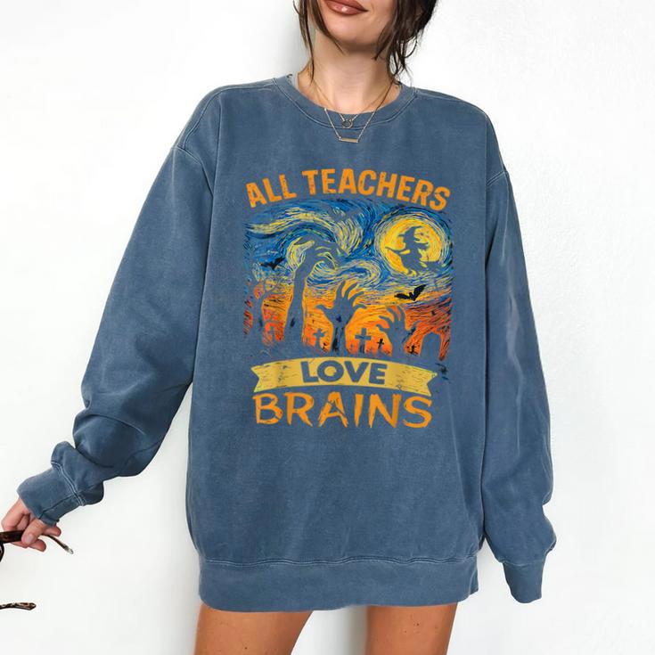 All Teachers Love Brains Shirt Teacher Halloween Tee Comfort Colors Sweatshirt