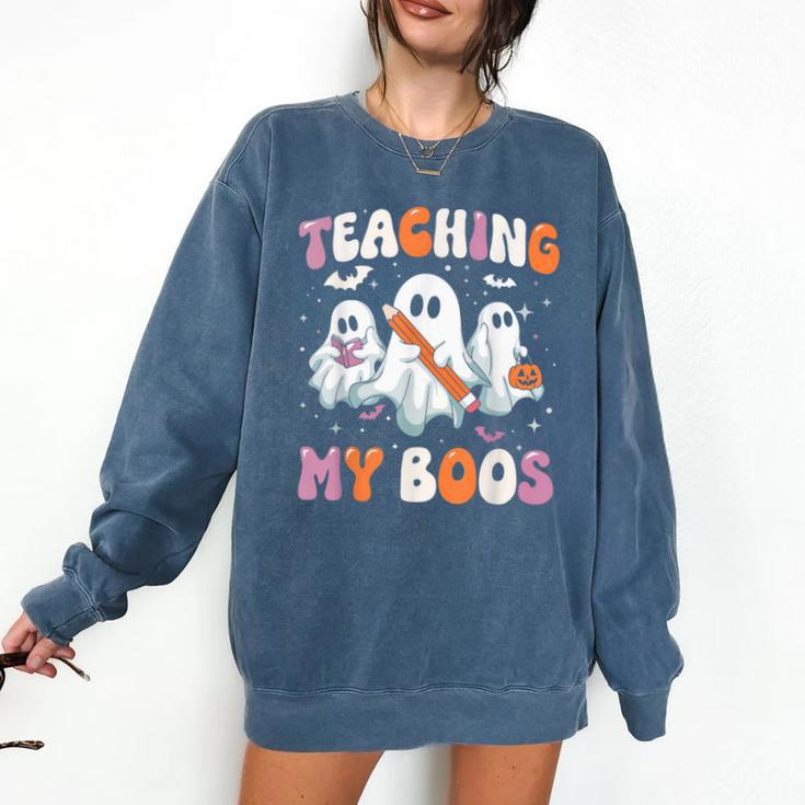 Teaching My Boos Teacher Cute Ghost Teacher Halloween Comfort Colors Sweatshirt Teaching My Boos Teacher Cute Ghost Teacher Halloween Comfort Colors Sweatshirt