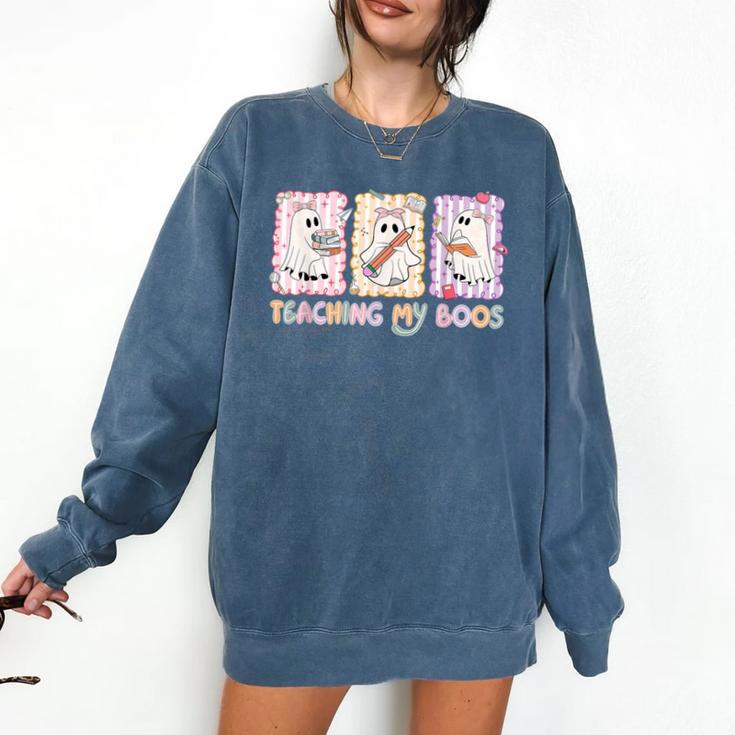Teaching Is My Boos Teacher Ghost Halloween Women Girls Comfort Colors Sweatshirt Teaching Is My Boos Teacher Ghost Halloween Women Girls Comfort Colors Sweatshirt