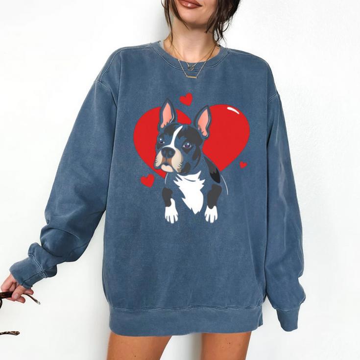 Valentine's Day Boston Terrier Heart Comfort Colors Sweatshirt