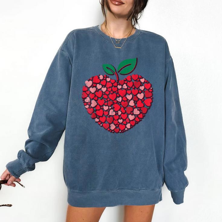 Valentines Day Teacher Hearts Apple Love Teach Women Men Comfort Colors Sweatshirt Valentines Day Teacher Hearts Apple Love Teach Women Men Comfort Colors Sweatshirt
