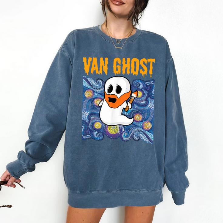 Van Ghost Art Teacher Halloween Van Gogh Starry Night Comfort Colors Sweatshirt