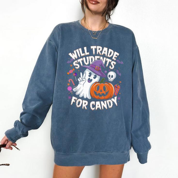 Will Trade Students For Candy Halloween Teacher Comfort Colors Sweatshirt