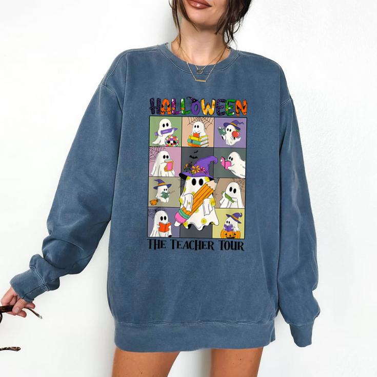 Women Halloween The Teacher Tour Ghosts Pencil Pumpkins Comfort Colors Sweatshirt Women Halloween The Teacher Tour Ghosts Pencil Pumpkins Comfort Colors Sweatshirt