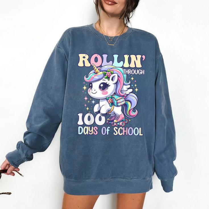 100 Days Of School Girls Teacher 100th Day Unicorn Outfit Comfort Colors Sweatshirt