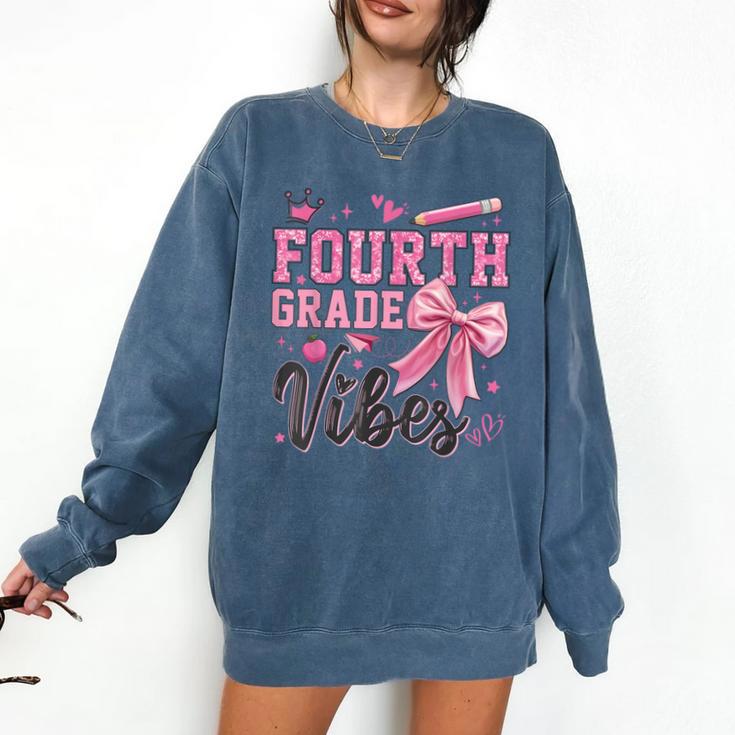 4th Fourth Grade Vibes Back To School Coquette Teacher Girl Comfort Colors Sweatshirt