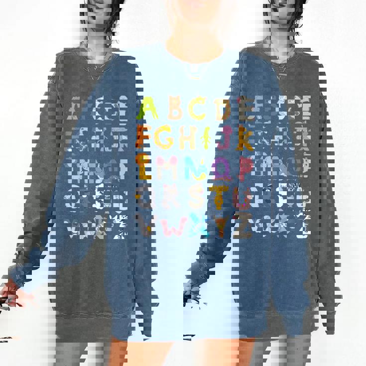 ABC Animals Alphabet Graphic Boys Girls Kindergarten Teacher Comfort Colors Sweatshirt