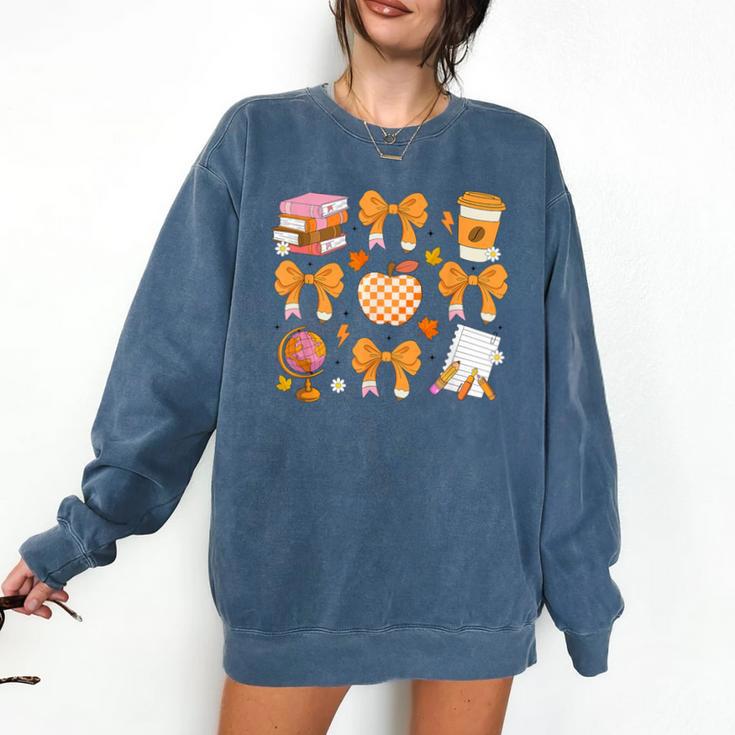 Coquette Bow Teacher Thanksgiving Fall Autumn Girls Women Comfort Colors Sweatshirt