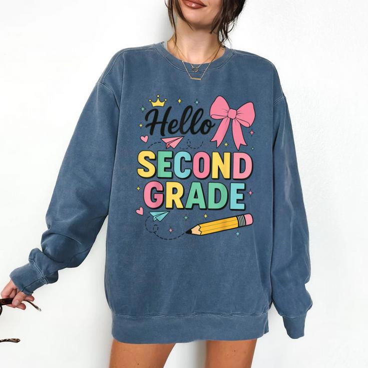 Cute Hello Second Grade Back To School Coquette Teacher Girl Comfort Colors Sweatshirt