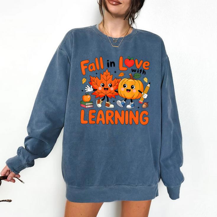 Fall In Love With Learning Thanksgiving Teacher Student Kids Comfort Colors Sweatshirt