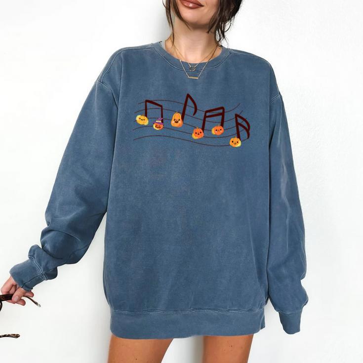 Fall Music Teacher Halloween Pumpkin Music Note Fall Teacher Comfort Colors Sweatshirt