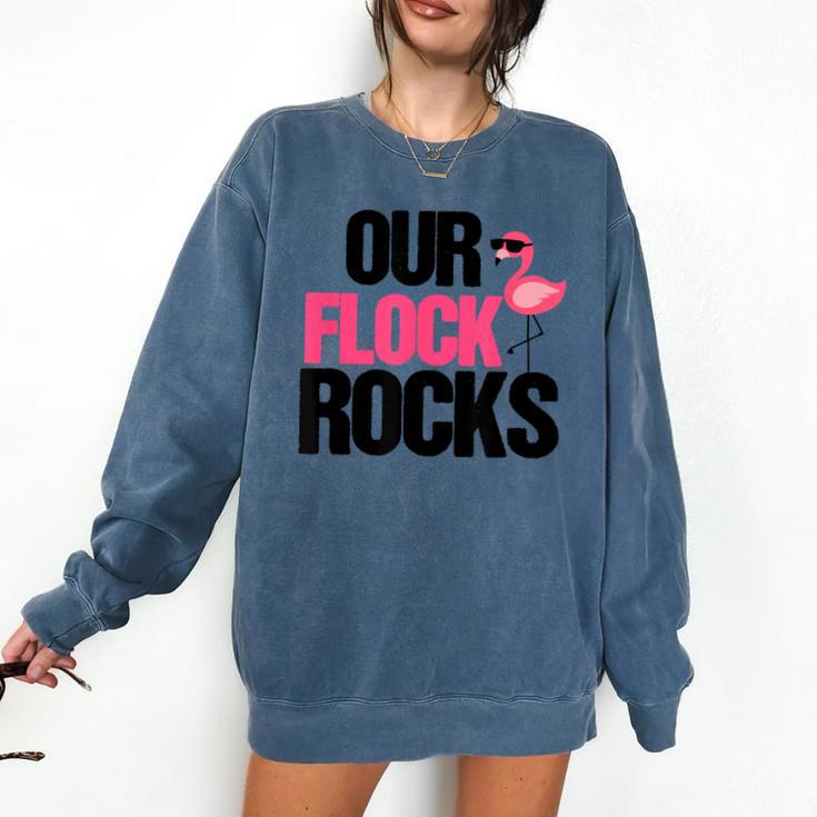 Our Flock Rocks Flamingo Mother's Day Teacher Comfort Colors Sweatshirt