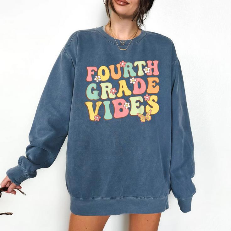 Fourth Grade Vibes Hello Team 4th Grade Teacher Kids Retro Comfort Colors Sweatshirt