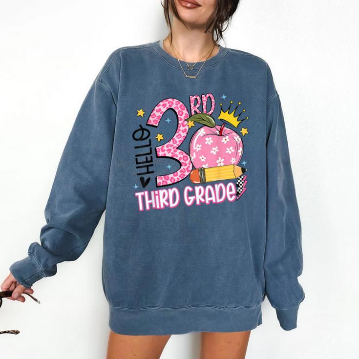 Hello 3rd Third Grade Back To School Pink Leopard Teacher Comfort Colors Sweatshirt