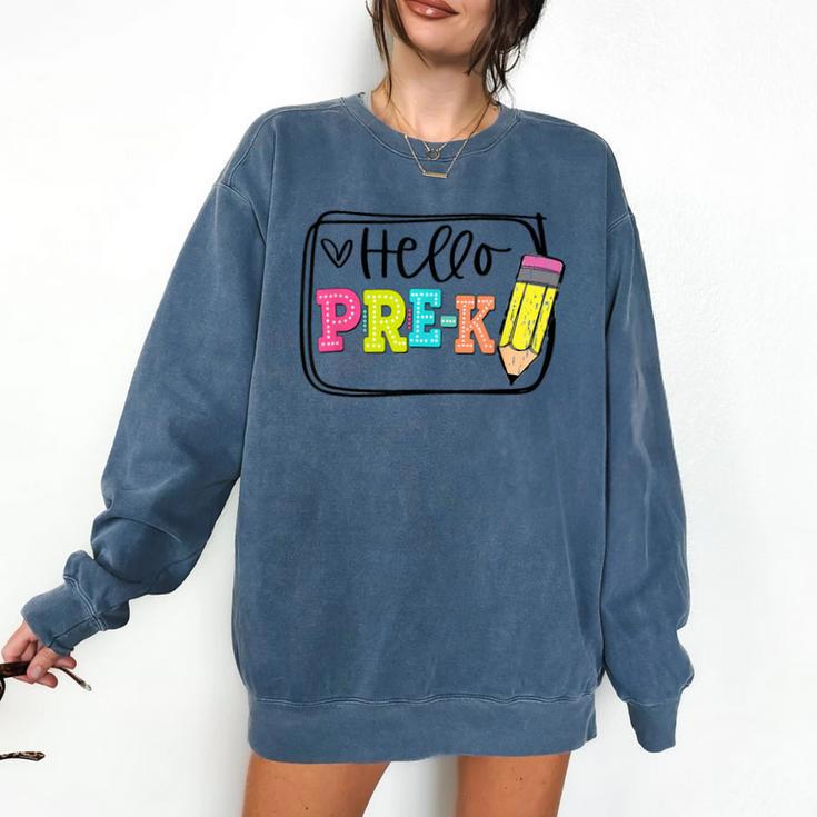 Hello Pre-K Team Preschool Teacher Kids Back To School Comfort Colors Sweatshirt