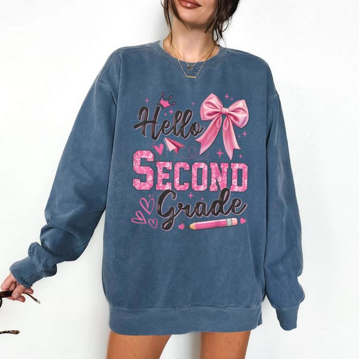 Hello Second Grade First Day Of School Coquette Teacher Girl Comfort Colors Sweatshirt